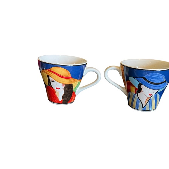 2 Sango Cafe Paris #4914 Porcelain 9oz Vivid Colors Ladies w/Hats Cup Mug - Picture 2 of 5